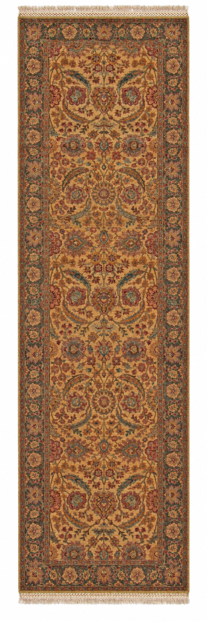 The Rug Mall Traditional Om-25 Beige-Green Area Rug 10538 on a white background