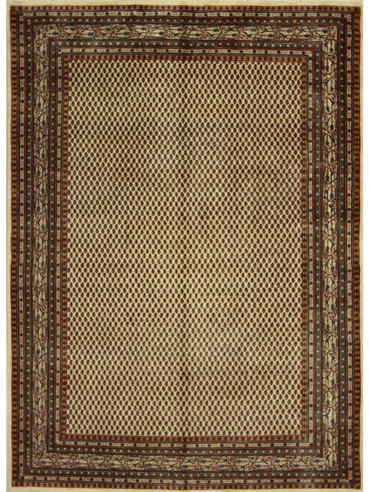 Traditional Ivory/Ivory MIR Oversize Hand Knotted Area Rug from India