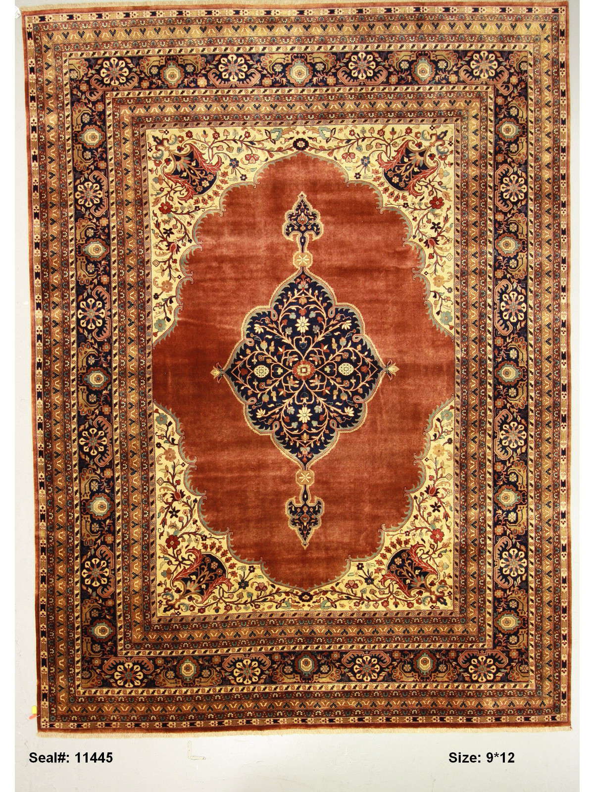 Traditional Rust BIDZAR 9x12 Hand Knotted Area Rug from India