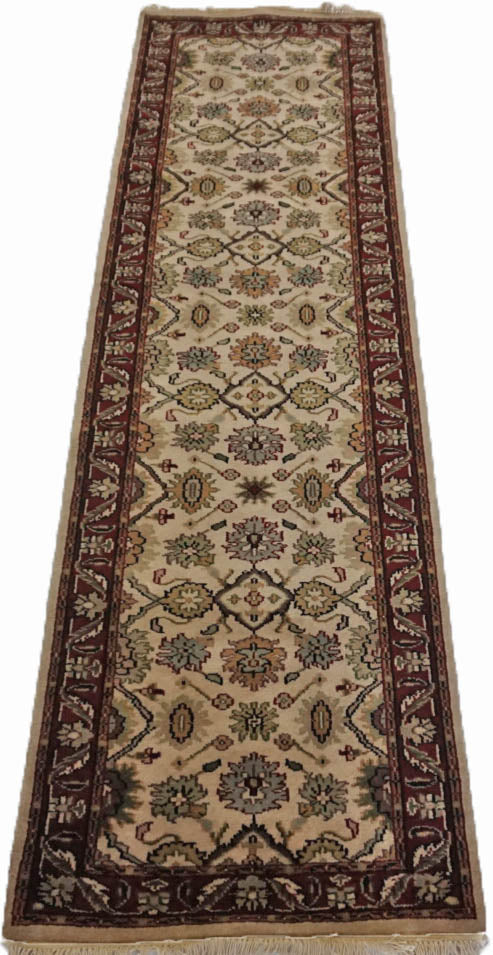 Traditional Baize 685 10ft Runner Hand Knotted Area Rug from India