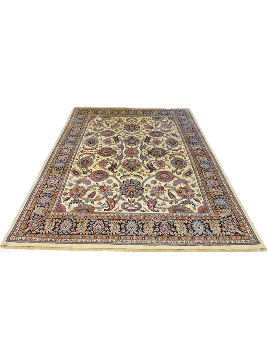 Traditional Ivory SK 8x10 Hand Knotted Area Rug from India