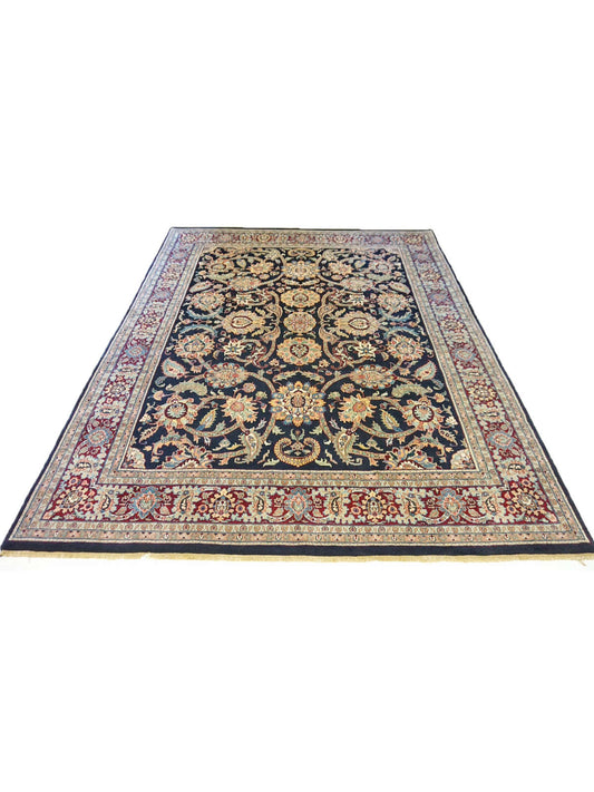 Traditional Black SK 8x10 Hand Knotted Area Rug from India