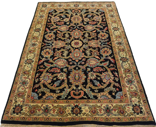 Traditional Black SK 4x6 Hand Knotted Area Rug from India