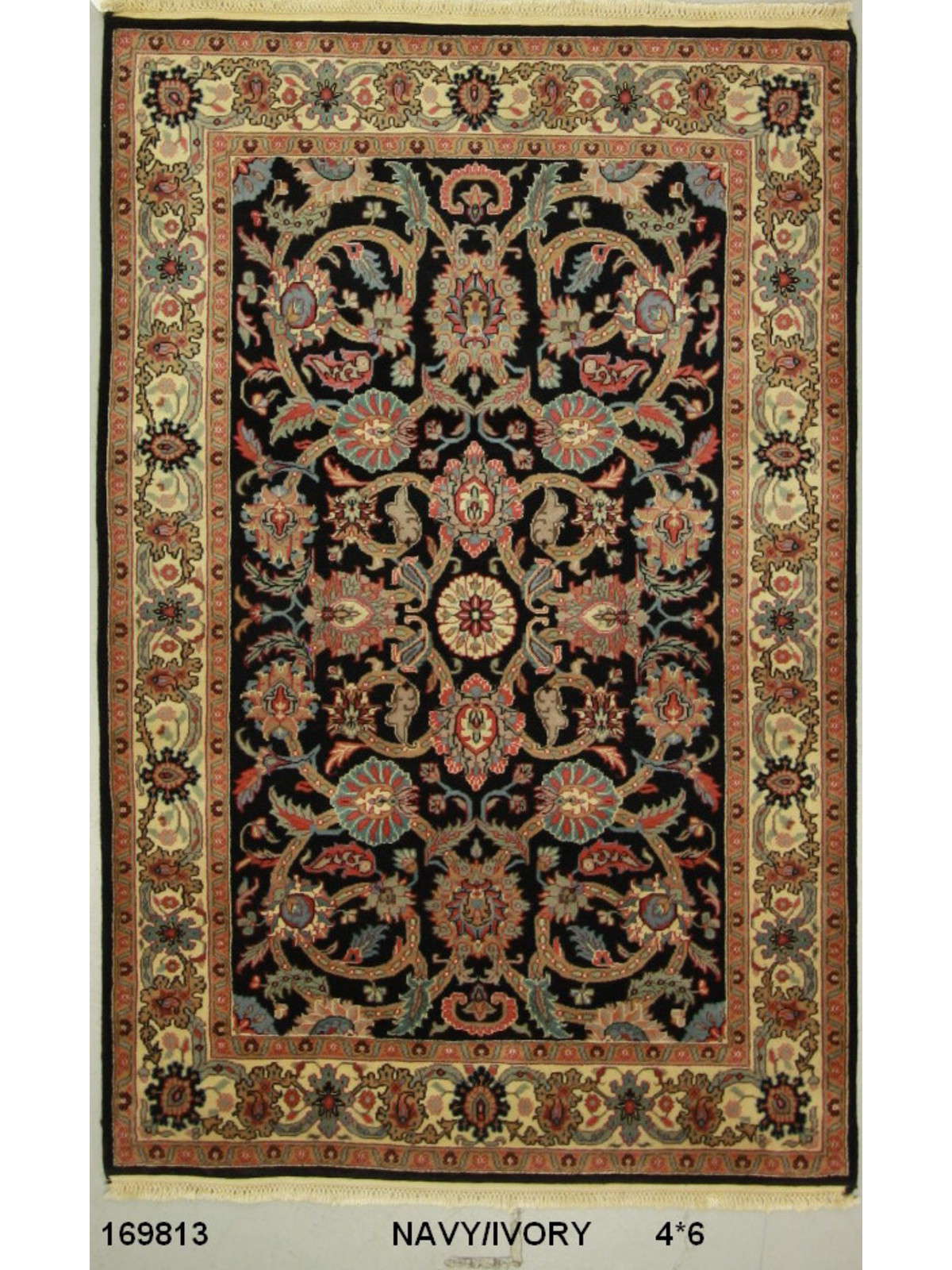 Traditional Navy SK 4x6 Hand Knotted Area Rug from India