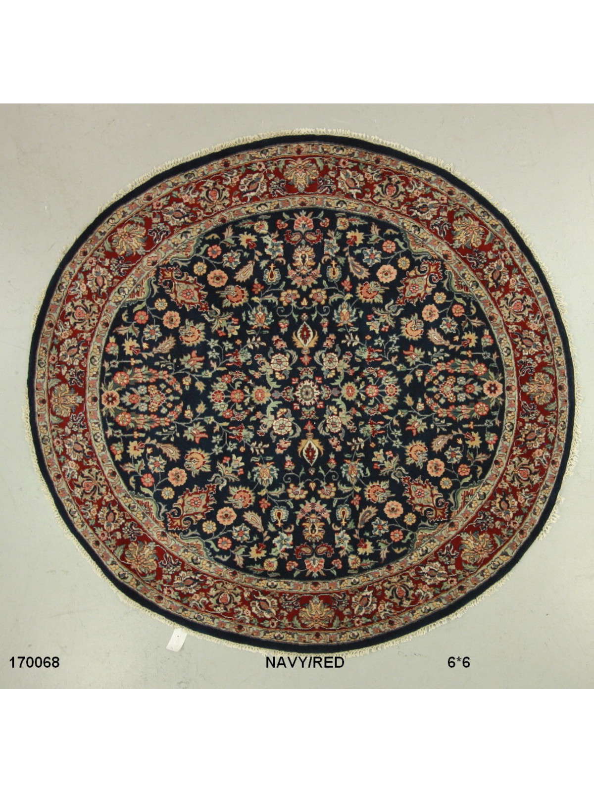 Traditional Navy SK 6ft Round Hand Knotted Area Rug from India