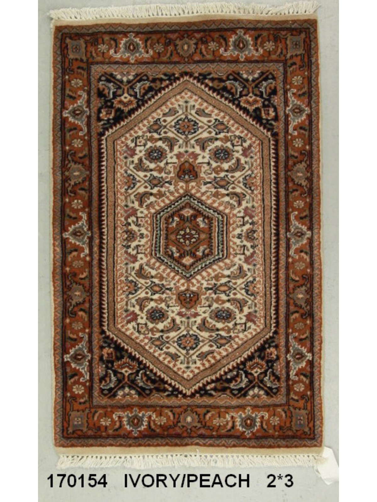 Traditional Ivory SK 2x3 Hand Knotted Area Rug from India