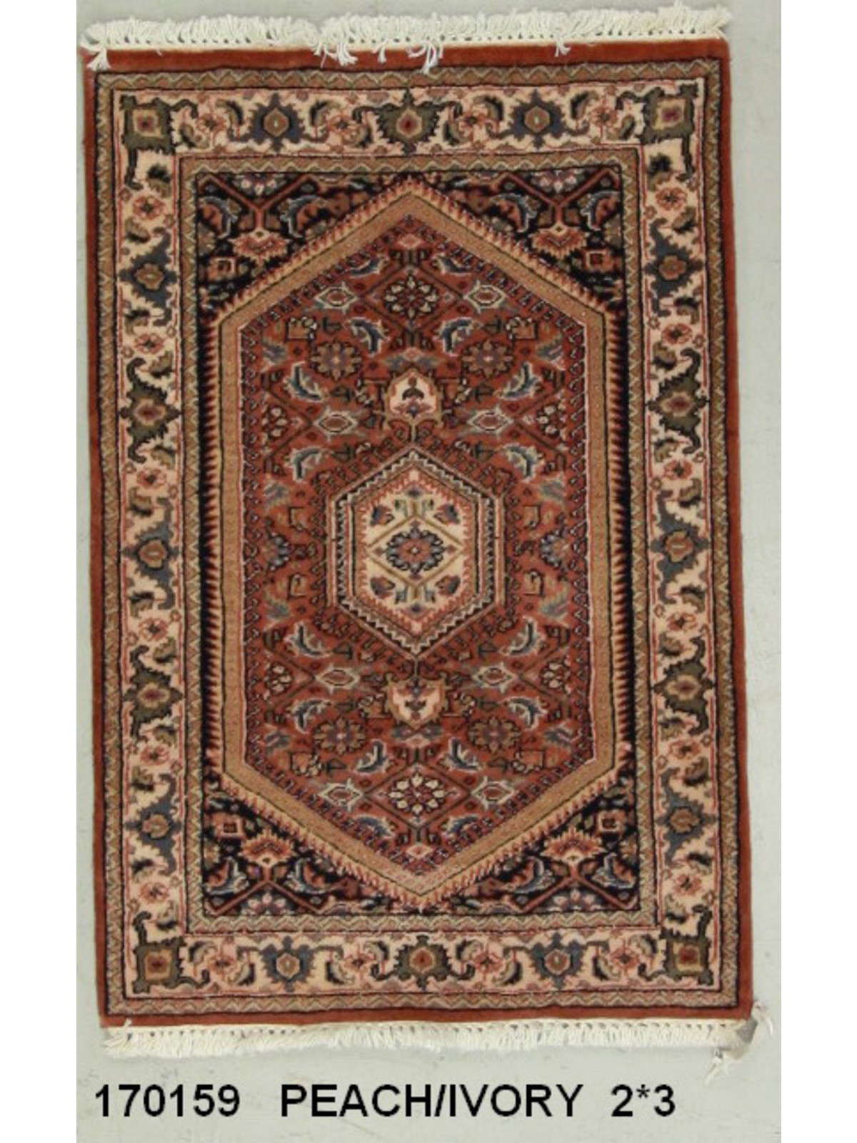 Traditional Peach SK 2x3 Hand Knotted Area Rug from India