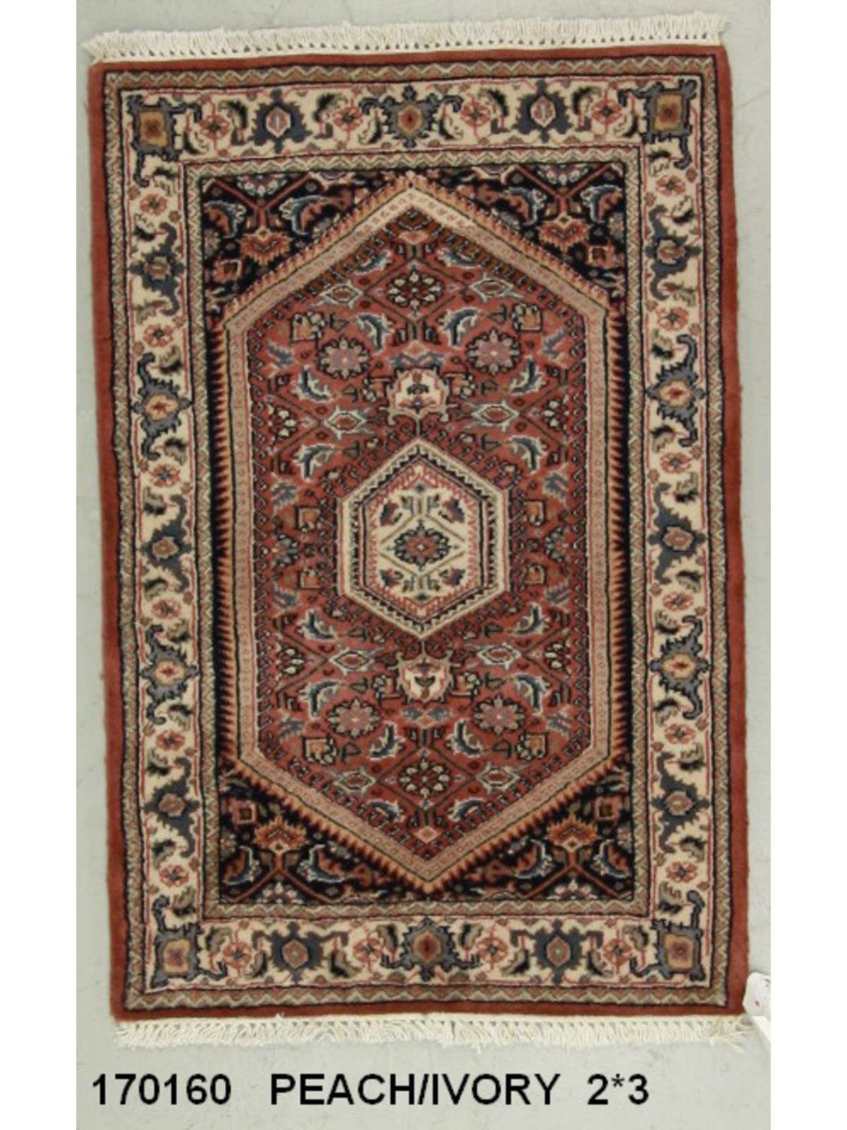 Traditional Peach SK 2x3 Hand Knotted Area Rug from India