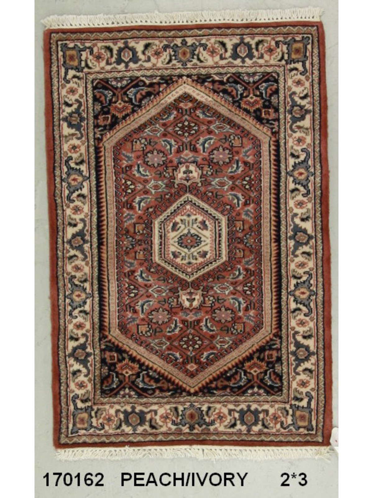 Traditional Peach SK 2x3 Hand Knotted Area Rug from India