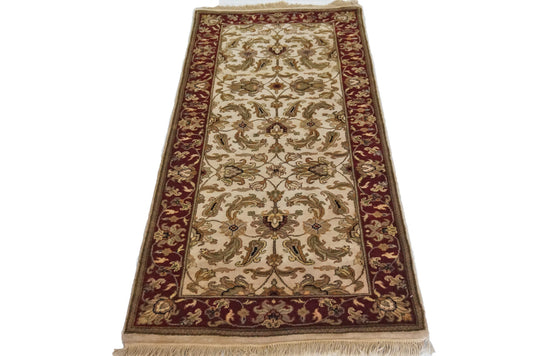 Traditional Beige AH-522 6ft Runner Hand Knotted Area Rug from India