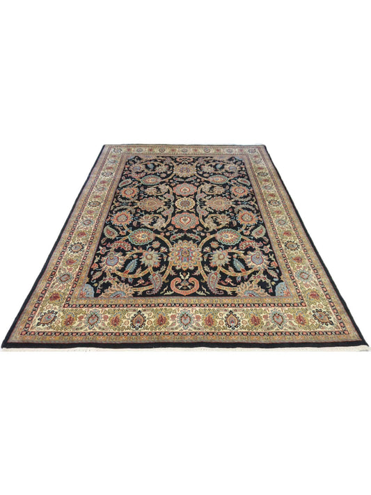 Traditional Black SK 7x10 Hand Knotted Area Rug from India