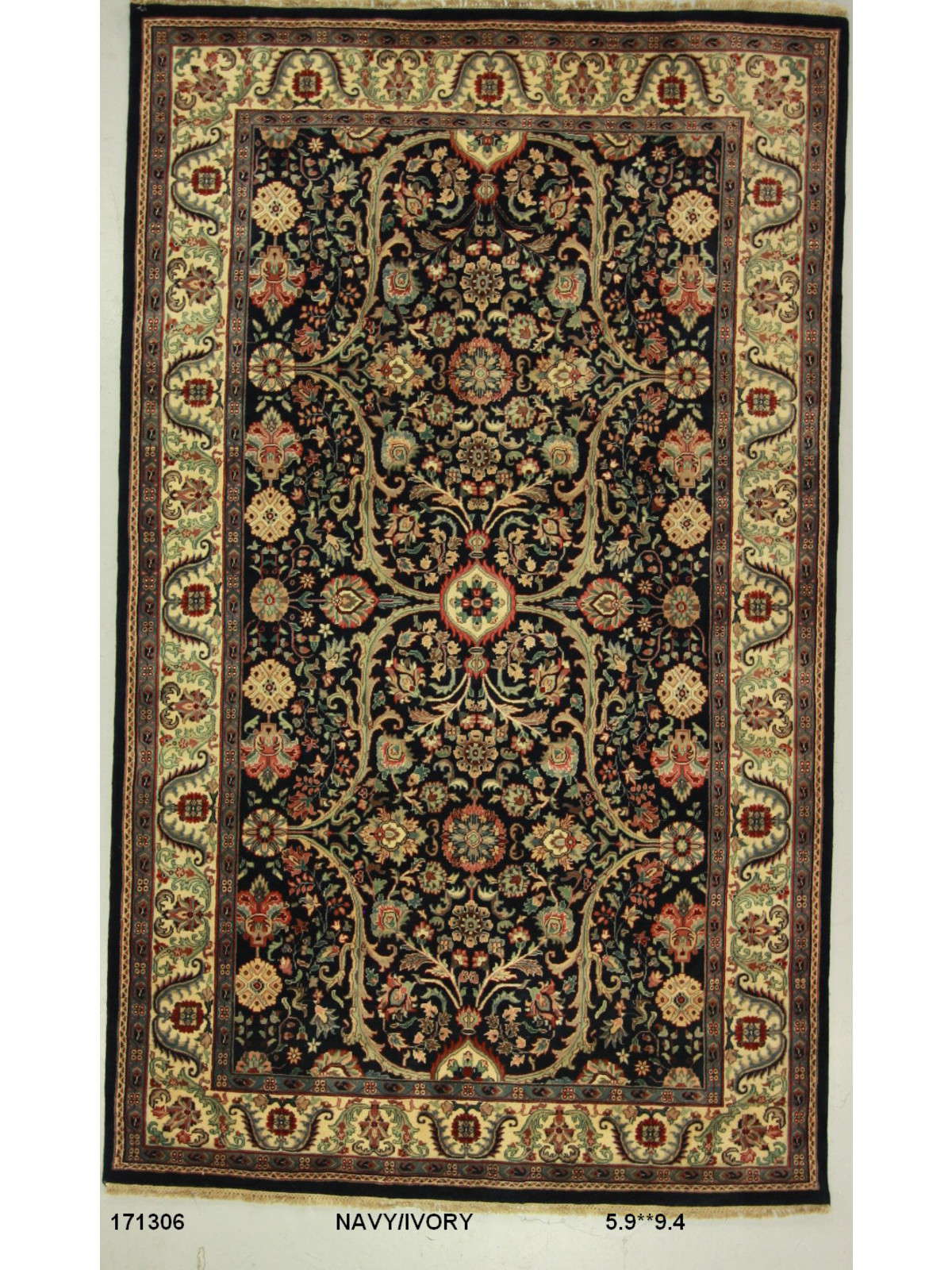 Traditional Navy SK 6x9 Hand Knotted Area Rug from India