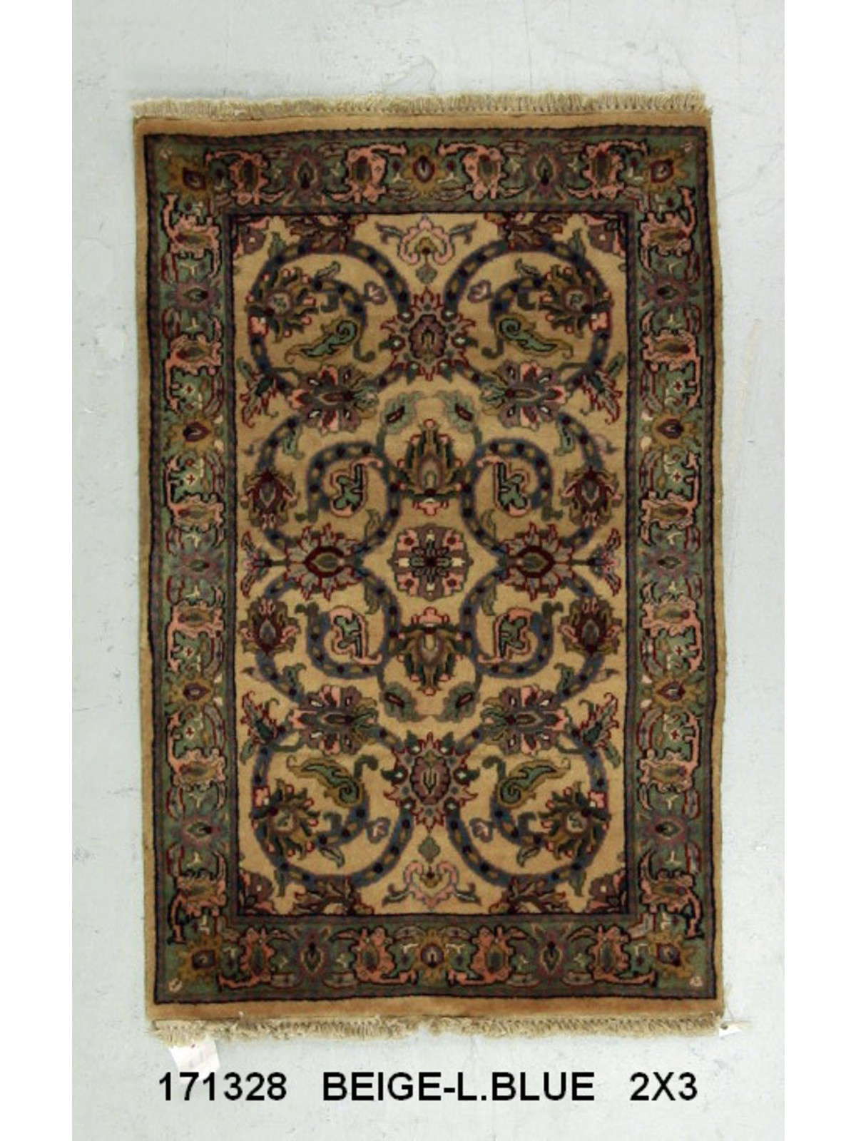 Traditional Beige SK 2x3 Hand Knotted Area Rug from India