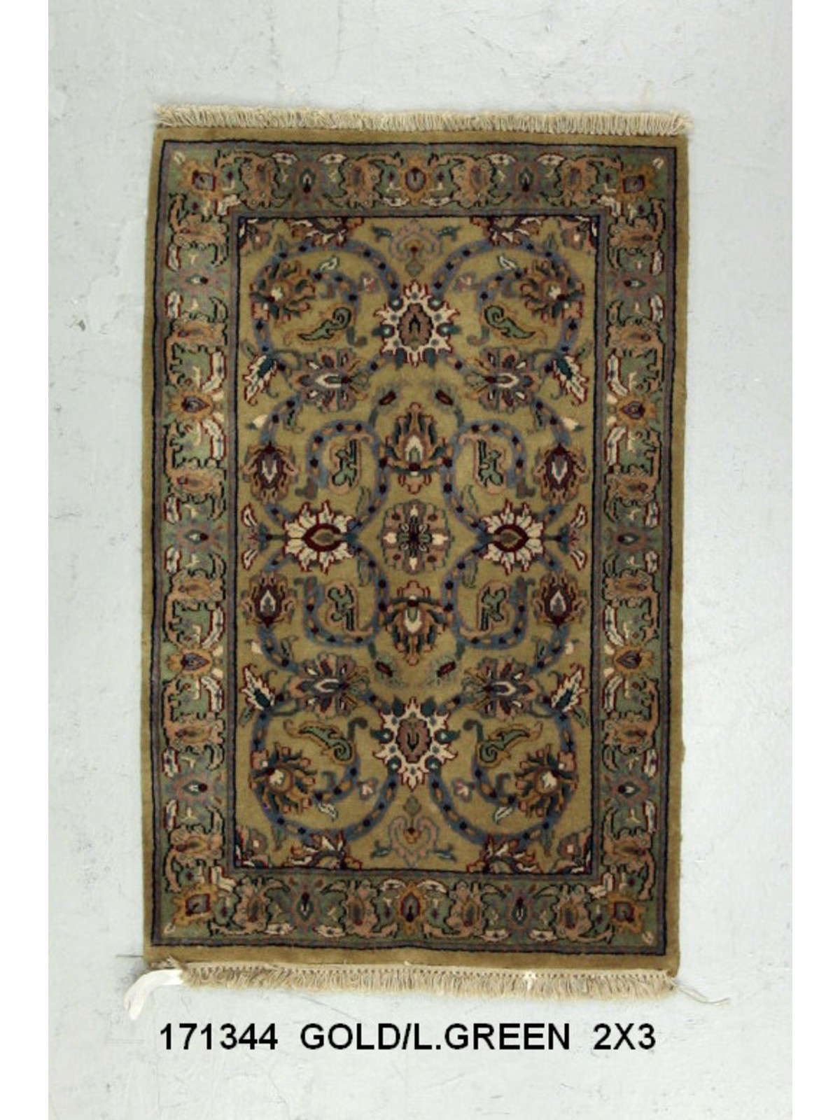 Traditional Gold SK 2x3 Hand Knotted Area Rug from India