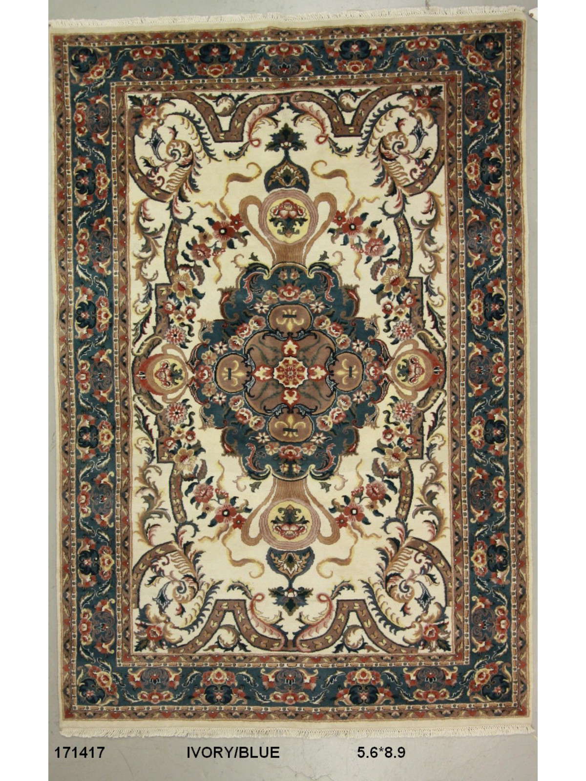 Traditional Ivory SK Oversize Hand Knotted Area Rug from India