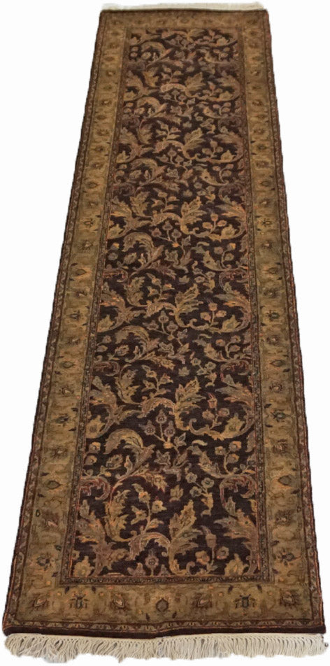 Traditional Aubergin CE127B 10ft Runner Hand Knotted Area Rug from India