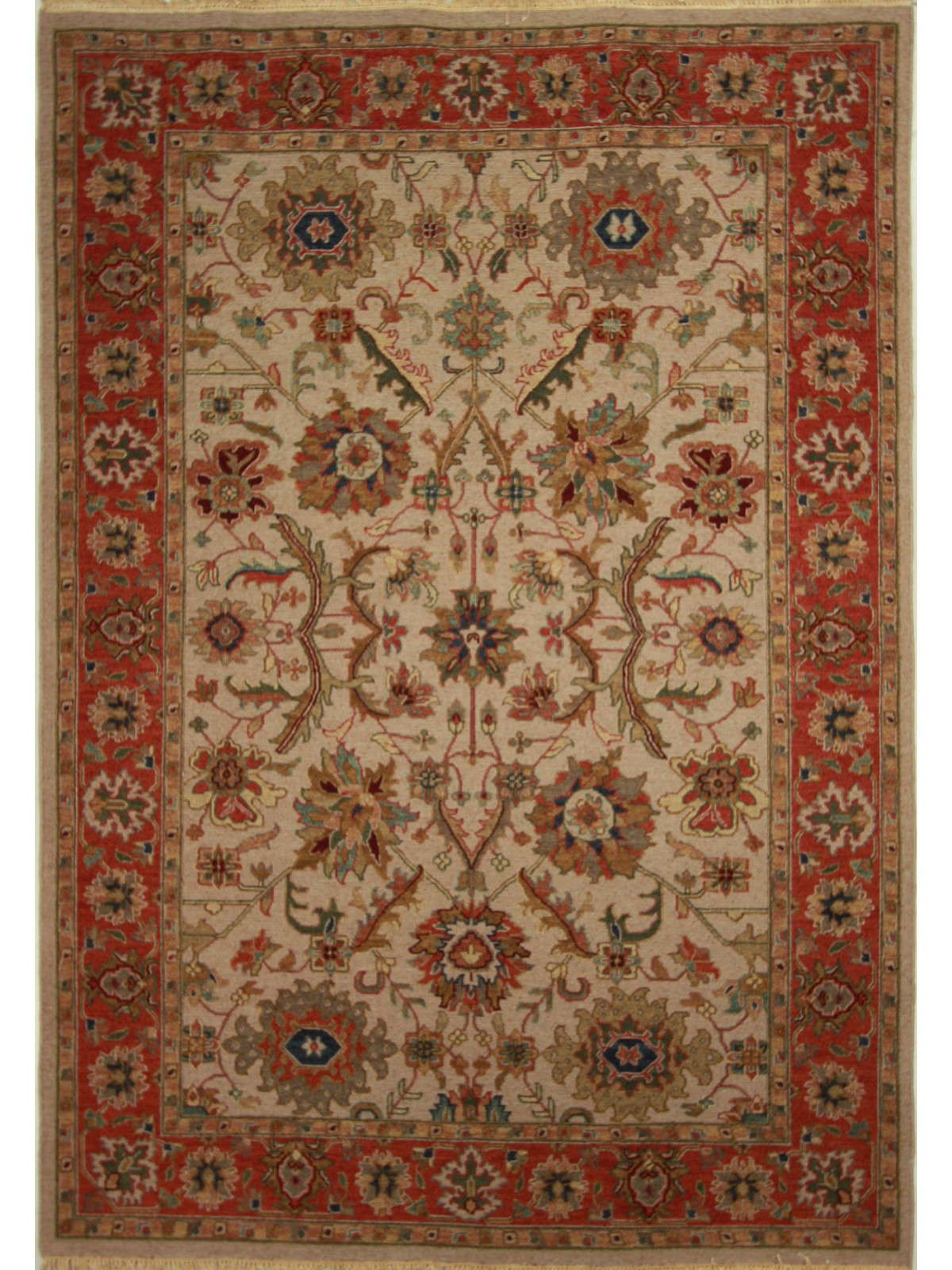 Traditional Ivory 1114 6x9 Flat Weave Area Rug from India