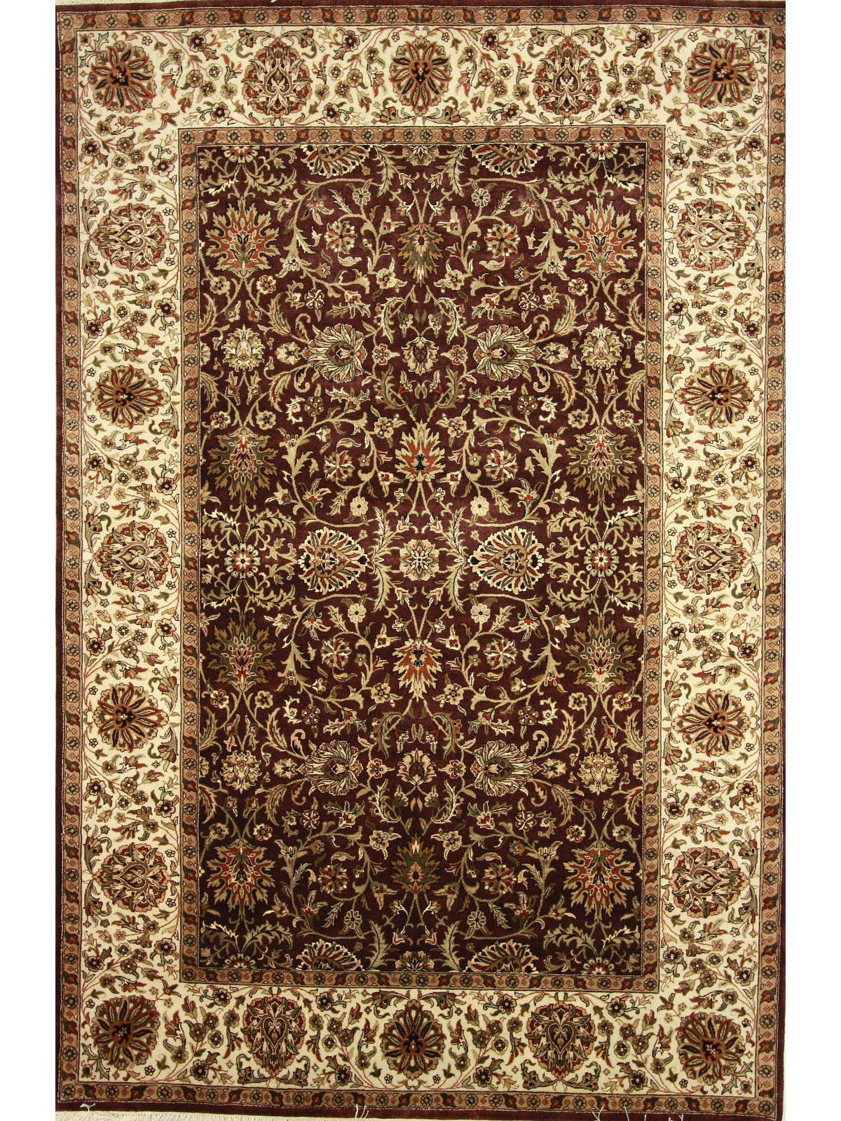 Traditional Plum KASHAN 6x9 Hand Knotted Area Rug from India