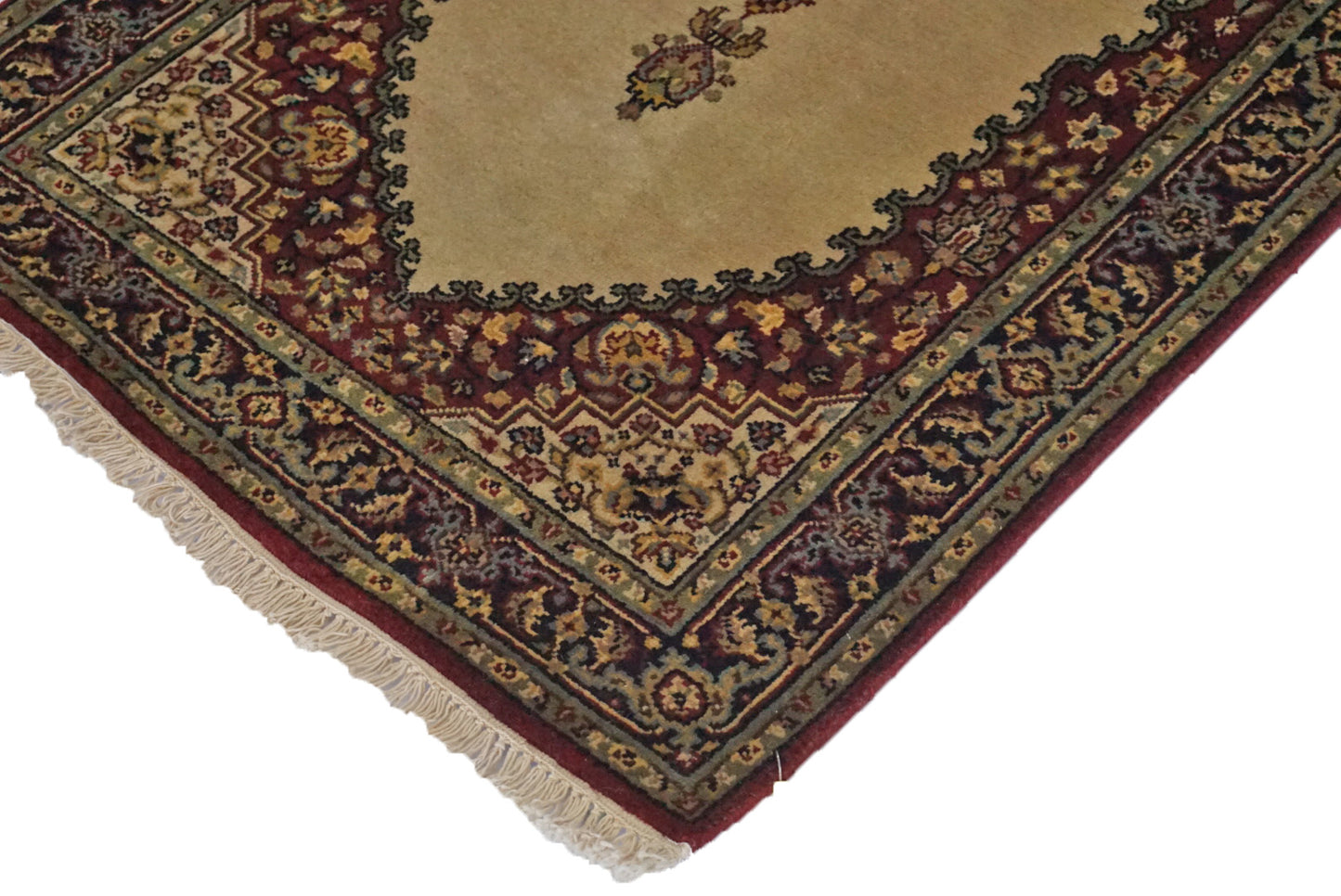 Traditional Beige PK-77 12ft Runner Hand Knotted Area Rug from India