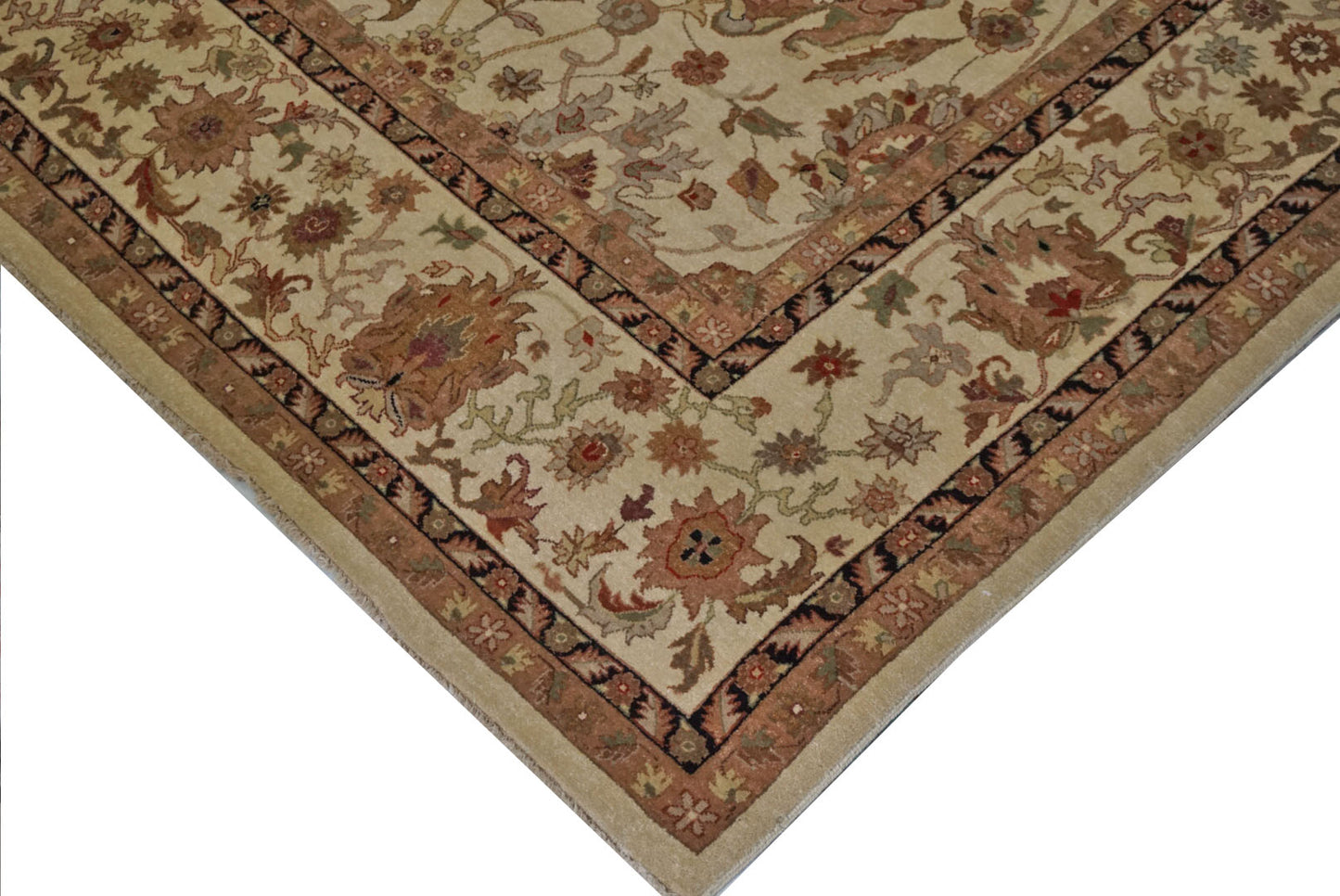 Traditional Beige/Beige GCH-19A 10x14 Hand Knotted Area Rug from India