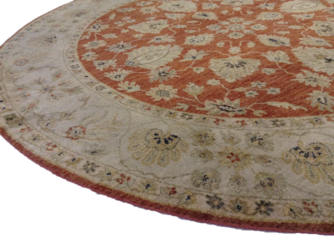 Traditional Rust CO-A139 8ft Round Hand Knotted Area Rug from India