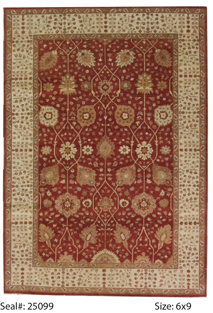 Traditional Red NANDINI 6x9 Hand Knotted Area Rug from India