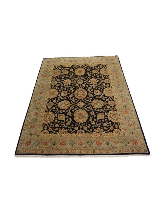 Traditional Black SKD-24 8x10 Hand Knotted Area Rug from India