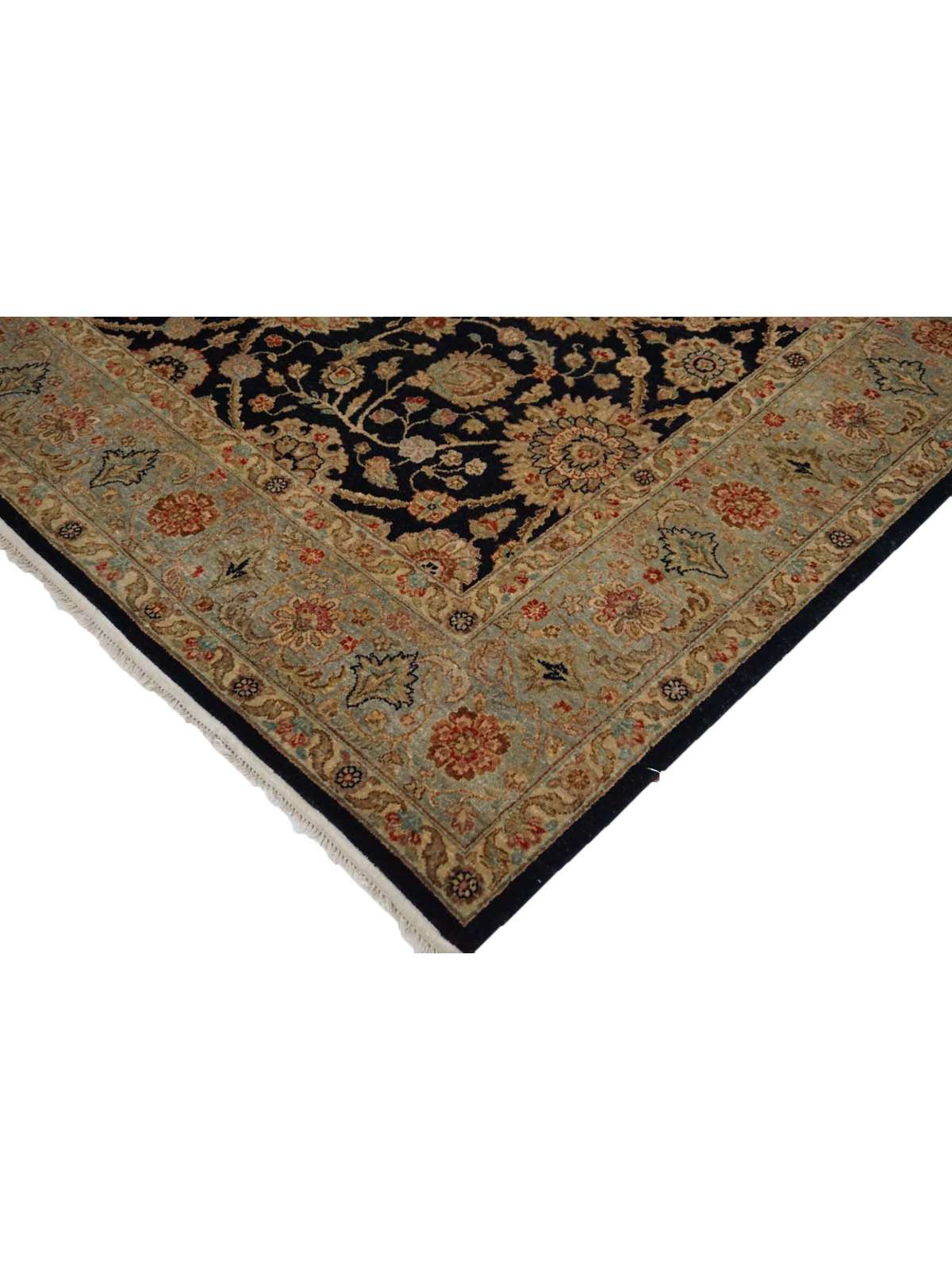 Traditional Black SKD-24 8x10 Hand Knotted Area Rug from India
