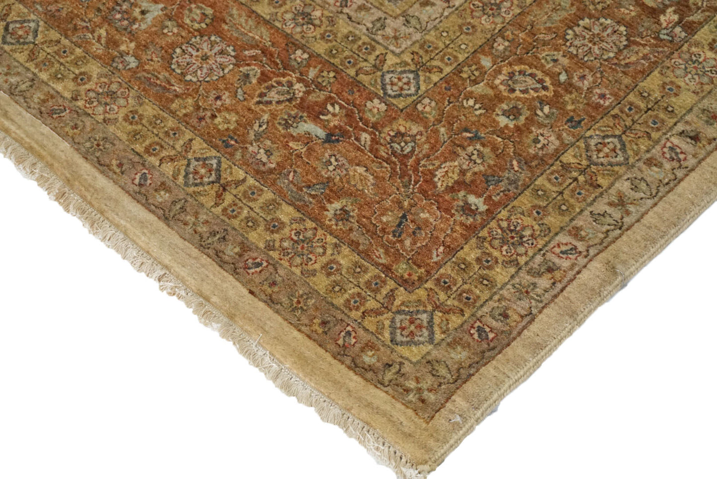 Traditional Ivory 2021 9x12 Hand Knotted Area Rug from India