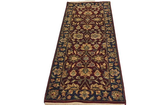 Traditional D.Red AH-102 7ft Runner Hand Knotted Area Rug from India