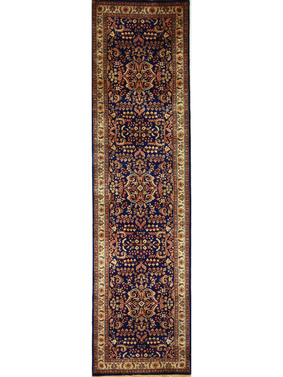 Traditional Navy SAROOKH Oversize Runner Hand Knotted Area Rug from India