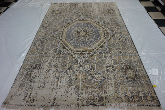 Modern Grey MAMLUK 6x9 Hand Knotted Area Rug from India