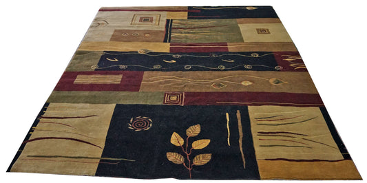 Modern Multi F-6 9x12 Hand Knotted Area Rug from India