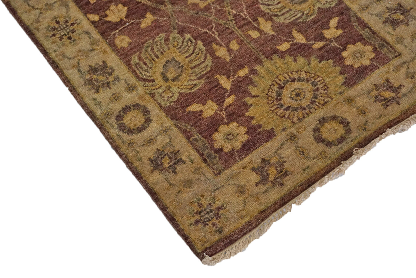Traditional Plum 210 8ft Runner Hand Knotted Area Rug from India