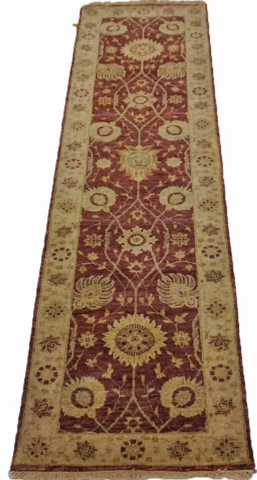 Traditional Plum 210 10ft Runner Hand Knotted Area Rug from India