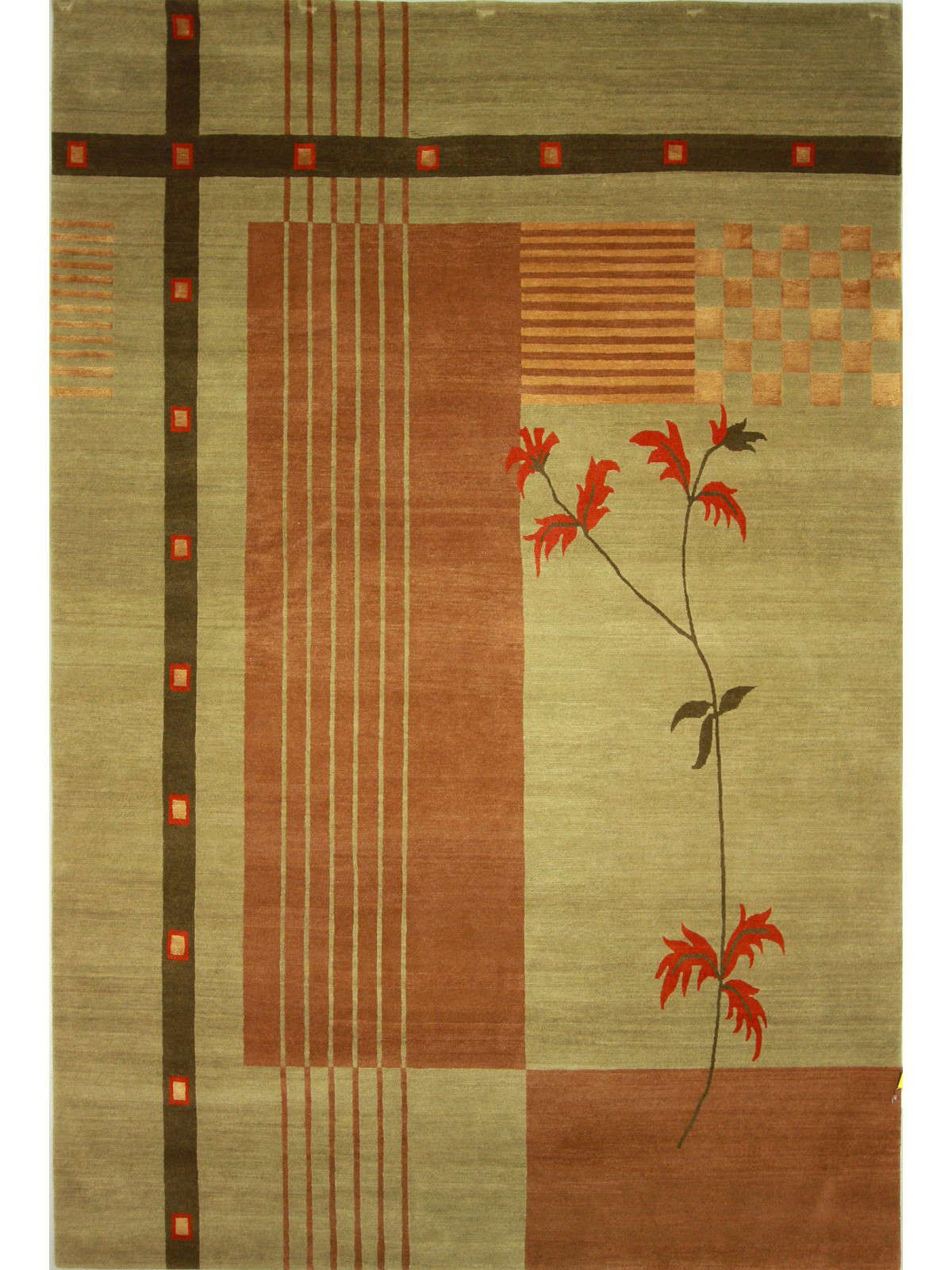 Modern L.Green YCE-15 6x9 Hand Knotted Area Rug from Nepal