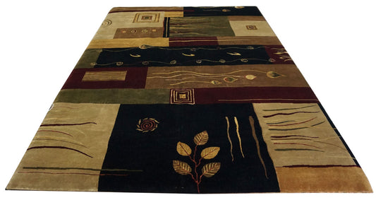 Modern Multi F-6 10x14 Hand Knotted Area Rug from India