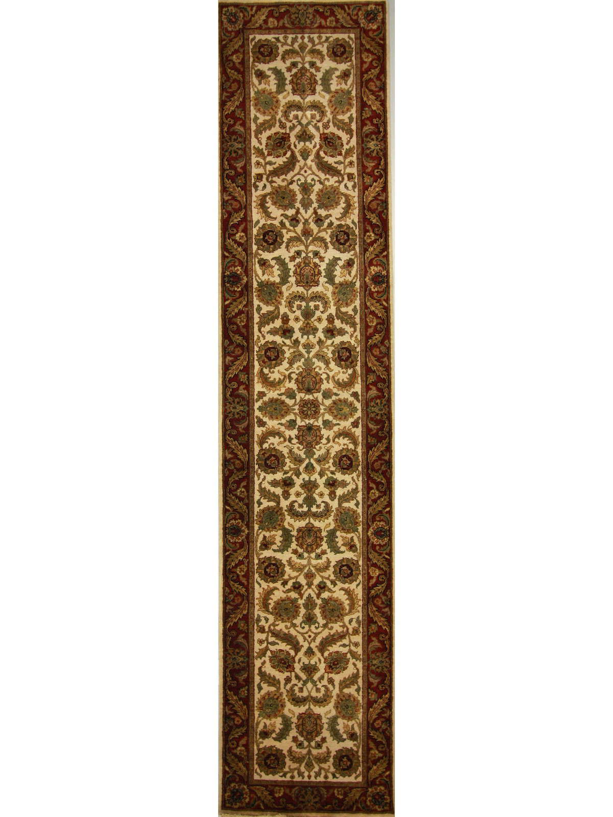 Traditional Ivory SK-966 12ft Runner Hand Knotted Area Rug from India