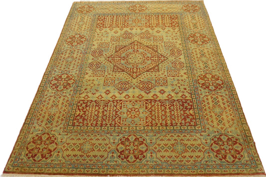 Traditional Red 1317 5x7 Hand Knotted Area Rug from India