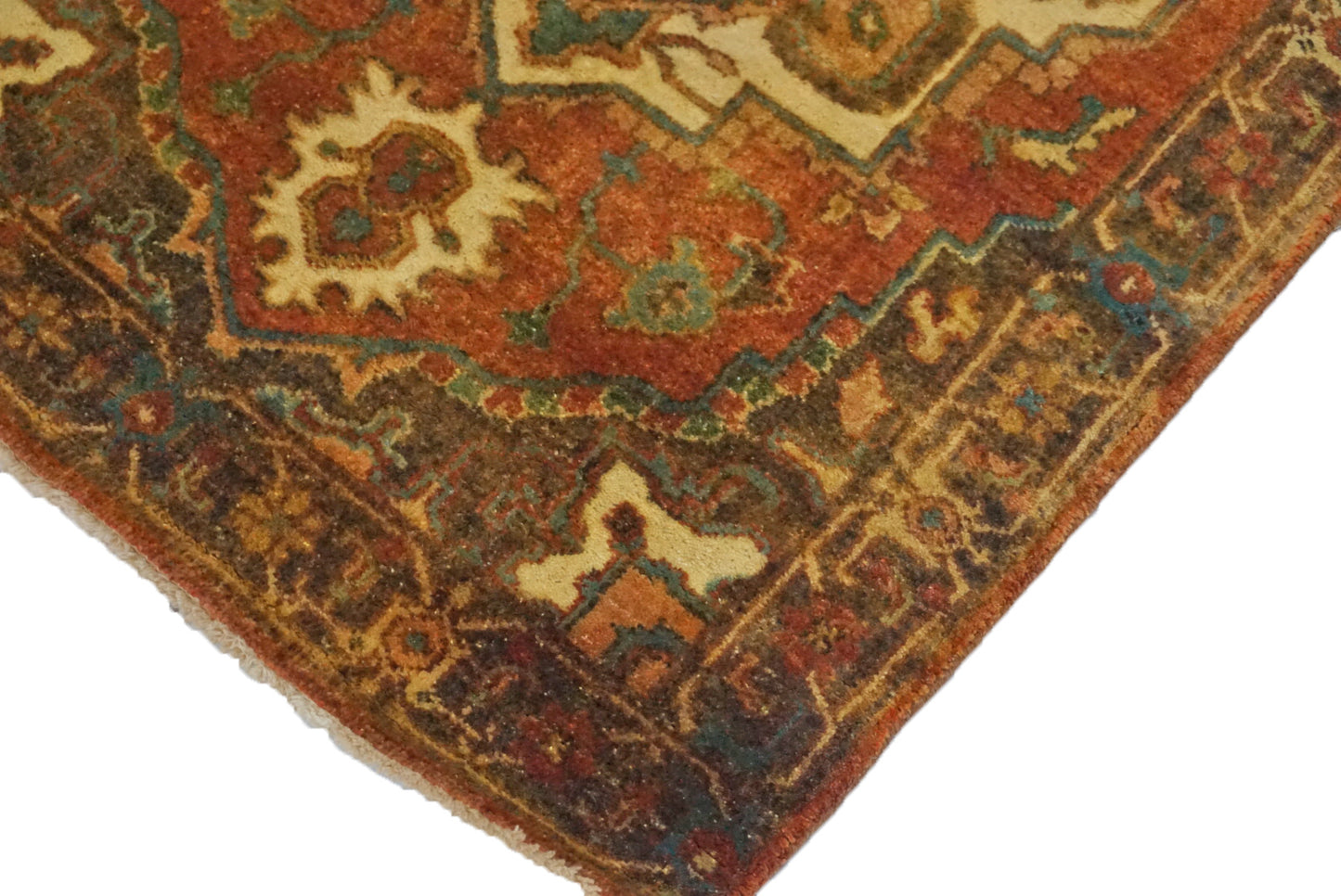 Traditional Rust 654 12ft Runner Hand Knotted Area Rug from India