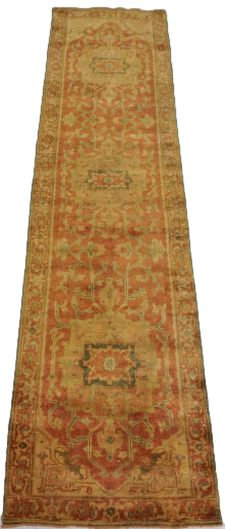 Traditional Red 354 12ft Runner Hand Knotted Area Rug from India