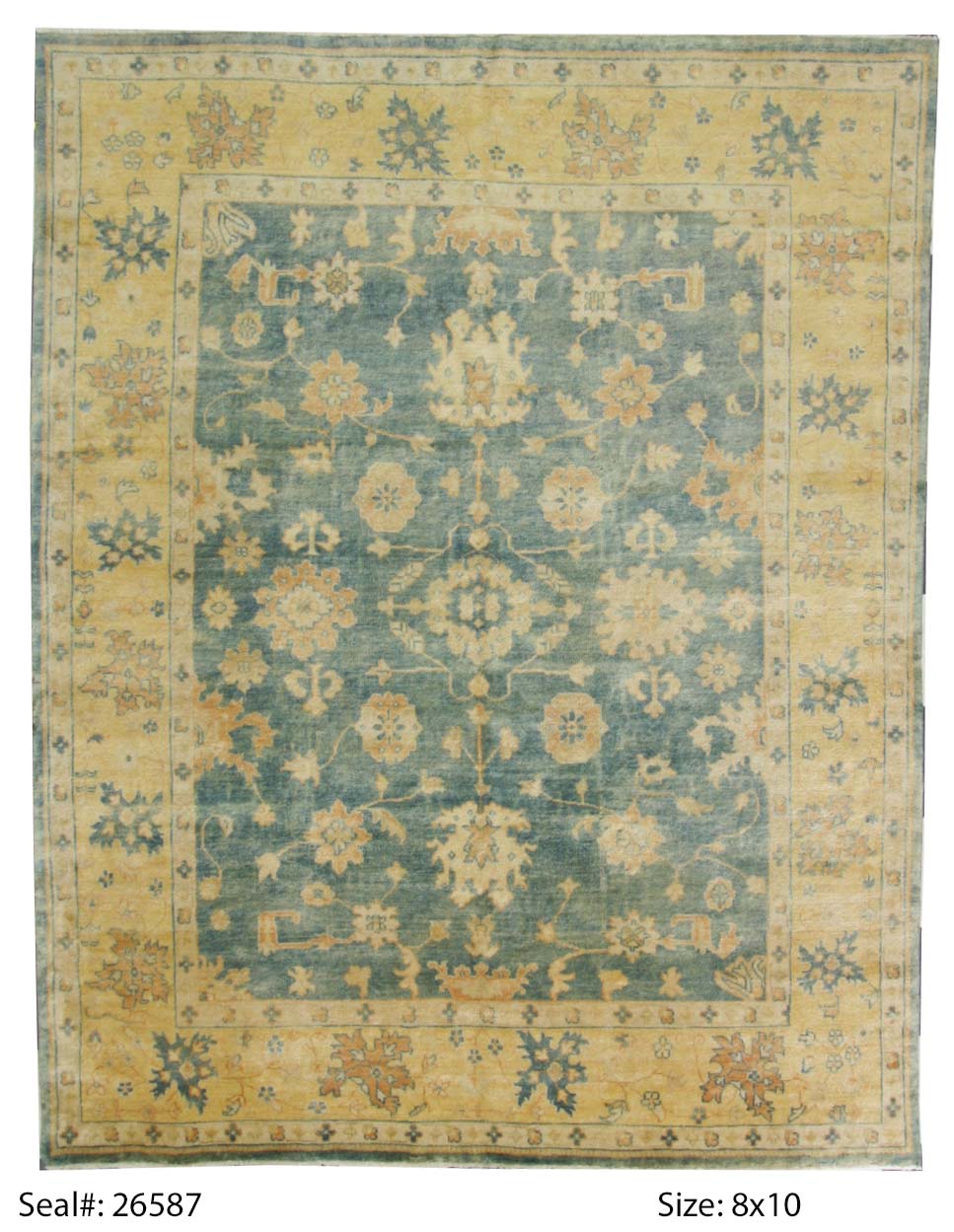 Traditional L.Blue B-4 8x10 Hand Knotted Area Rug from India