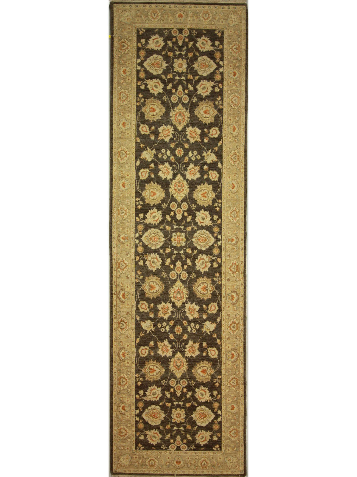 Traditional Charcol A-134 10ft Runner Hand Knotted Area Rug from India