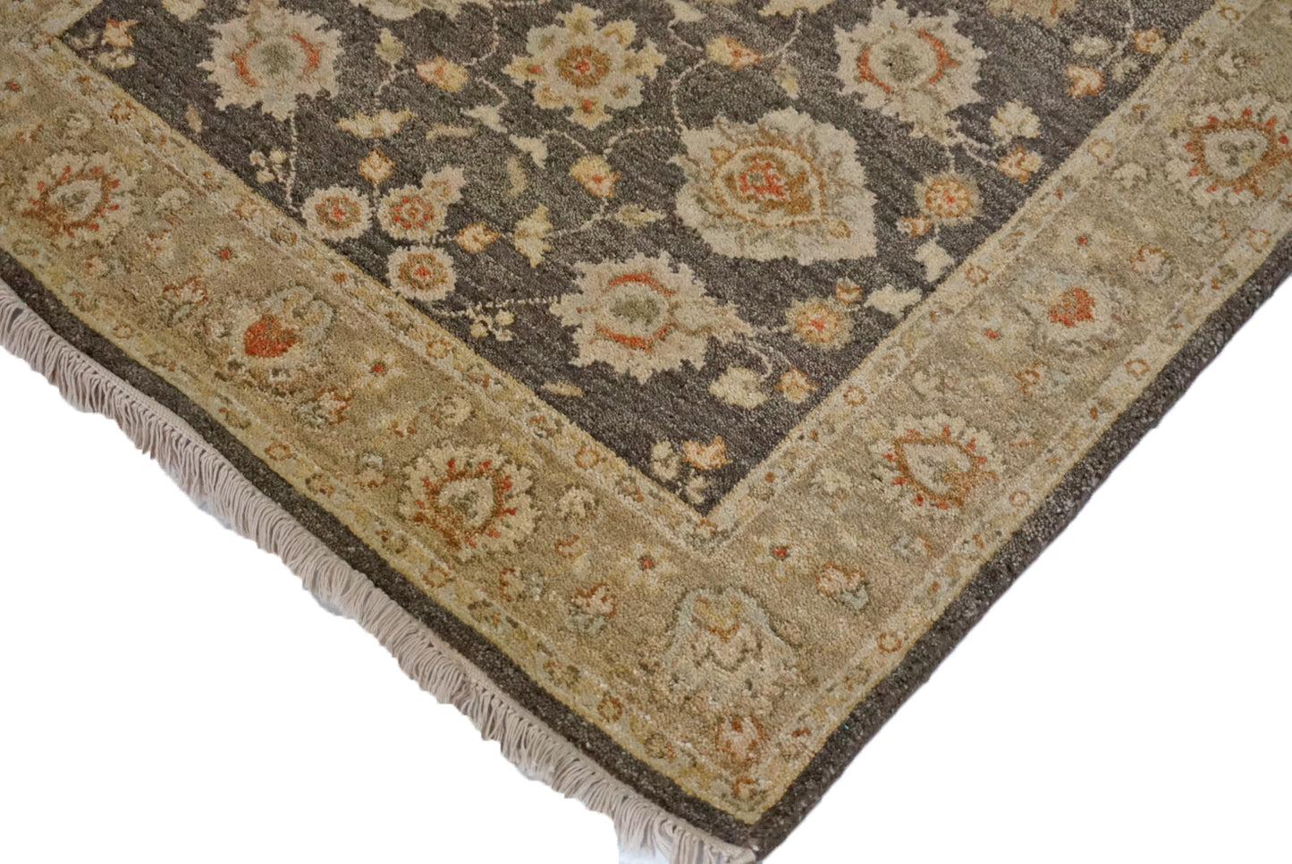 Traditional Charcol A-134 10ft Runner Hand Knotted Area Rug from India