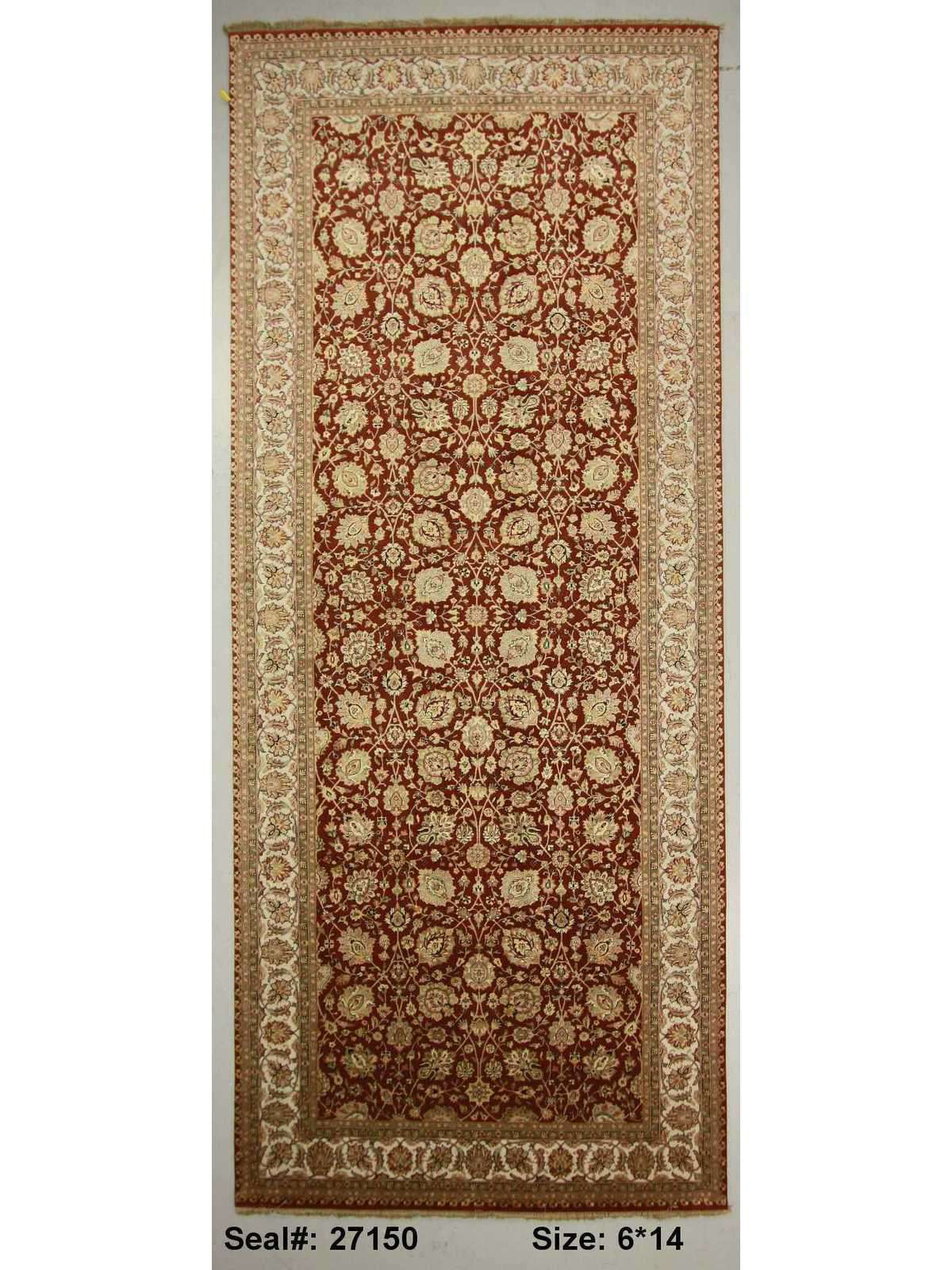 Traditional Rust 165 Oversize Runner Hand Knotted Area Rug from India