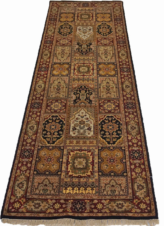 Traditional Multi DHOOM 8ft Runner Hand Knotted Area Rug from India