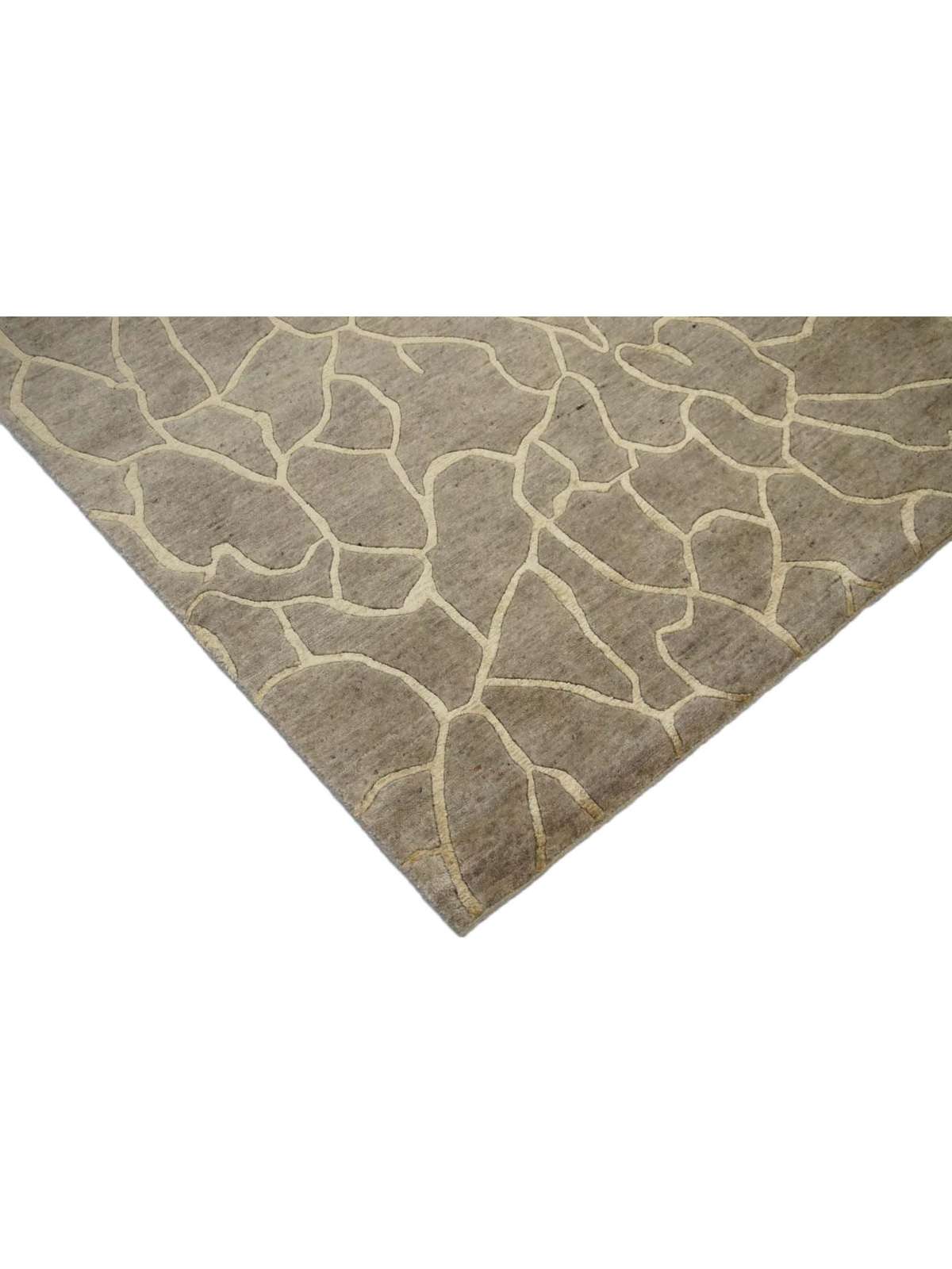 Modern Natural Brown CRACK 8x10 Hand Knotted Area Rug from India