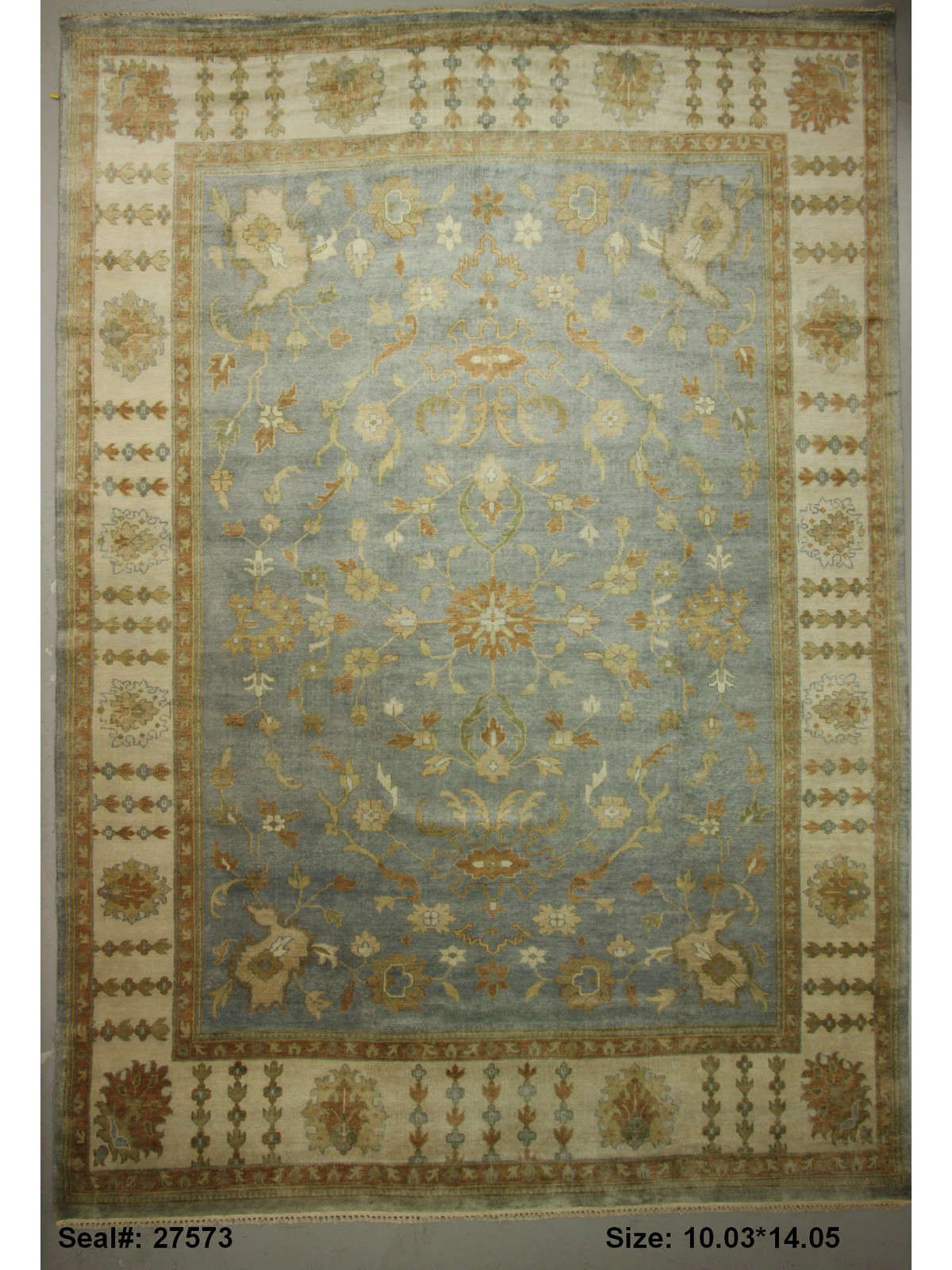 Traditional L.Blue OJ-5 10x14 Hand Knotted Area Rug from India