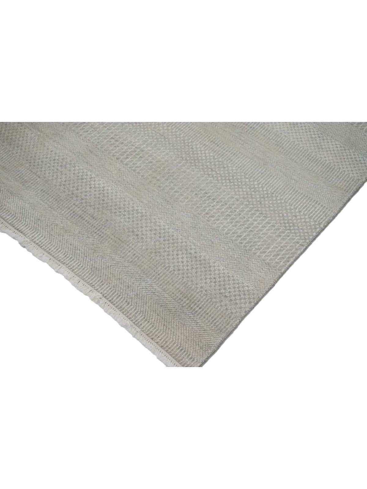 Modern Silver GRASS 7x10 Hand Knotted Area Rug from India