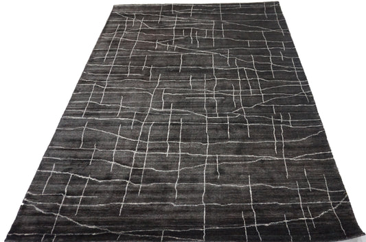 Modern Nb LINE Oversize Loom Knotted Area Rug from India